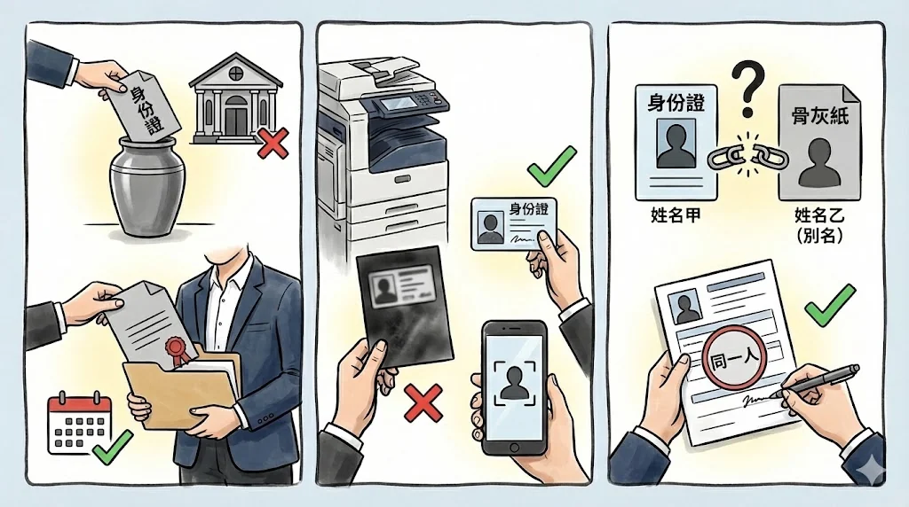 提醒家屬核對骨灰紙正本與身份證姓名是否一致的注意事項